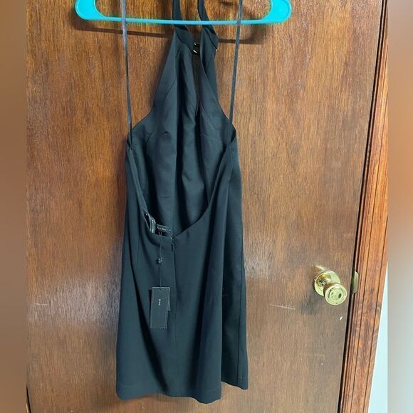 NWT BCBG Max Azaria Kiley Black Tuxedo Stripe Halter Mini Dress Size Small - Picture 4 of 10